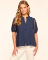 RAMY BROOK GIA SHORT SLEEVE EYELET BLOUSE