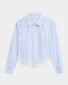 Ramy Brook Gia Striped Embroidered Button-front Shirt In Blue