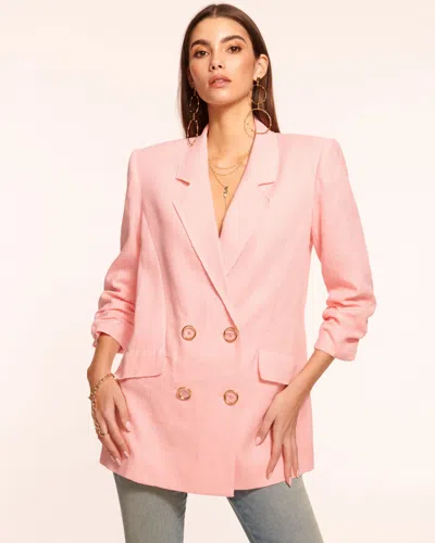Ramy Brook Gianni Double Breasted Blazer In Pink Tulip