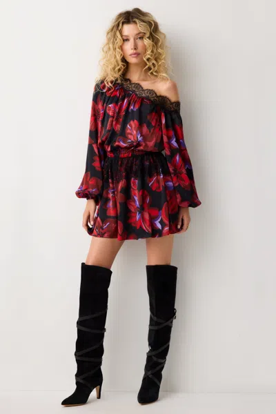 Ramy Brook Gianni Printed One Shoulder Mini Dress In Brown