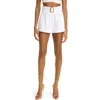Ramy Brook Gleirys Belted Twill Shorts In White Slub Linen