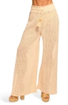 Ramy Brook Glora Tie Waist Wide Leg Crochet Cover-up Pants In Neutral