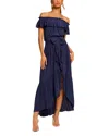 Ramy Brook Gloria Off-the-shoulder Smocked Maxi Dress In Blue