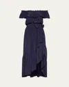 Ramy Brook Gloria Off-shoulder Midi Dress In Multi