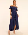 Ramy Brook Gloria Off-the-shoulder Smocked Maxi Dress In Blue