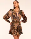 Ramy Brook Gloria Print Long Sleeve Stretch Silk Minidress In Multi