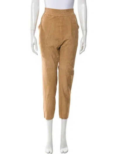 Pre-owned Ramy Brook Goat Leather Straight Leg Pants W/ Tags In Brown