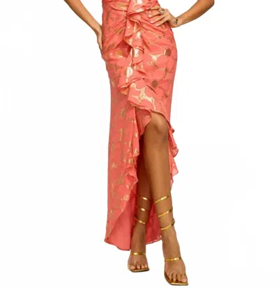 Ramy Brook Goldie Strapless Gown In Coral Jacquard In Pink
