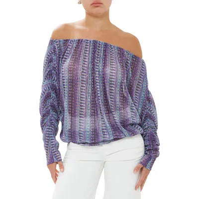 Ramy Brook Grace Long Sleeve Knit Top In Blue