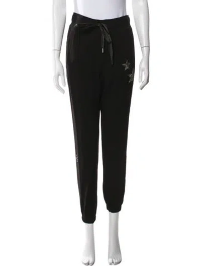 Pre-owned Ramy Brook Graphic Print Crystal Embellishments Sweatpants In Black