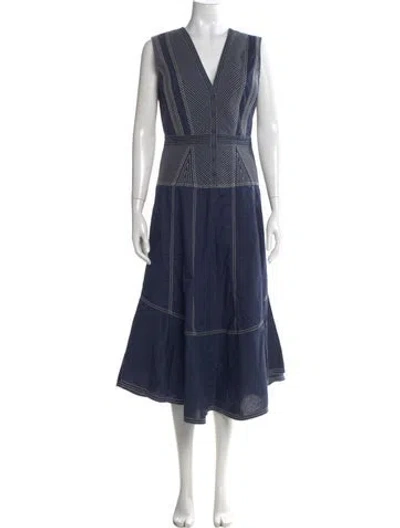 Pre-owned Ramy Brook Graphic Print Long Dress W/ Tags In Blue