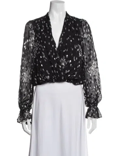 Pre-owned Ramy Brook Graphic Print V-neck Blouse W/ Tags In Blue
