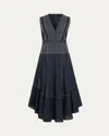 Ramy Brook Grega V-neck Midi Dress In Blue