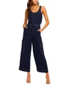 Ramy Brook Greta Belted Sleeveless Jumpsuit In Spring Navy