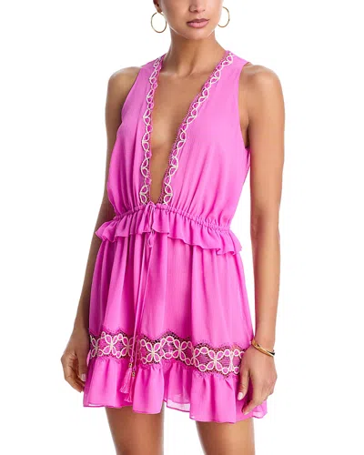 Ramy Brook Gwendolyn Lace Trim Cover-up Minidress In White
