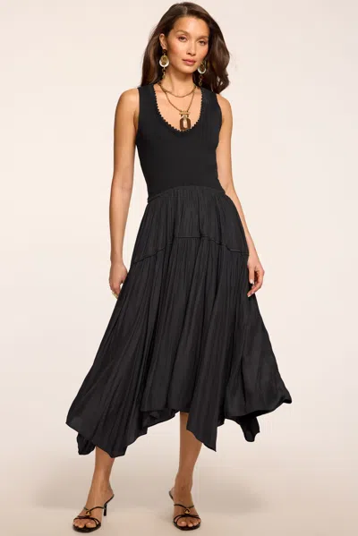 Ramy Brook Hadley Knit Combo Midi Dress In Black