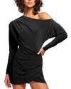 Ramy Brook Haisley One-shoulder Long Sleeve Minidress In Black