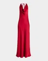 Ramy Brook Haleigh Backless Cowl-neck Gown In Ruby