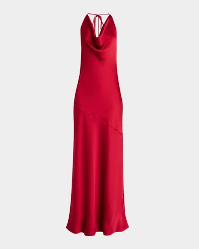 Ramy Brook Haleigh Backless Cowl-neck Gown In Ruby