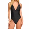 Ramy Brook Haley Ruched Plunging One Piece Swimsuit In Black In Black