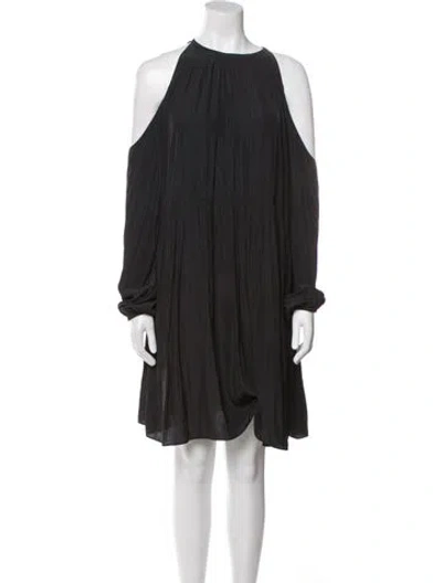 Pre-owned Ramy Brook Halterneck Knee-length Dress In Black