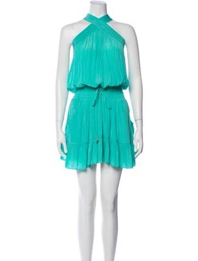 Pre-owned Ramy Brook Halterneck Knee-length Dress In Green