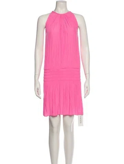 Pre-owned Ramy Brook Halterneck Knee-length Dress In Pink
