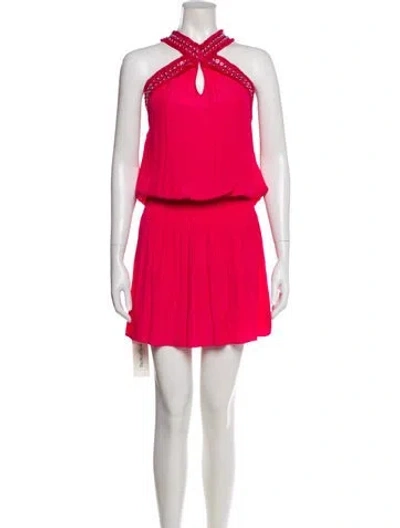 Pre-owned Ramy Brook Halterneck Knee-length Dress In Pink