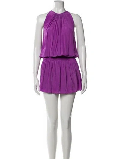 Pre-owned Ramy Brook Halterneck Knee-length Dress In Purple