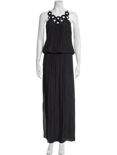 Pre-owned Ramy Brook Halterneck Long Dress In Black