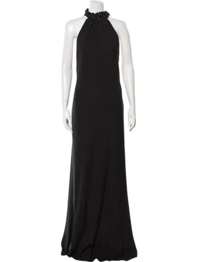 Pre-owned Ramy Brook Halterneck Long Dress In Black