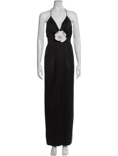 Pre-owned Ramy Brook Halterneck Long Dress In Black