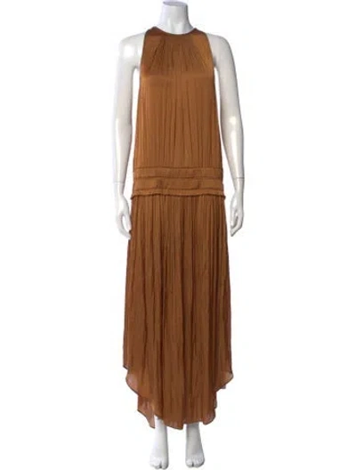 Pre-owned Ramy Brook Halterneck Long Dress In Gold