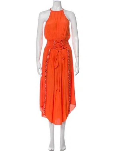 Pre-owned Ramy Brook Halterneck Long Dress In Orange