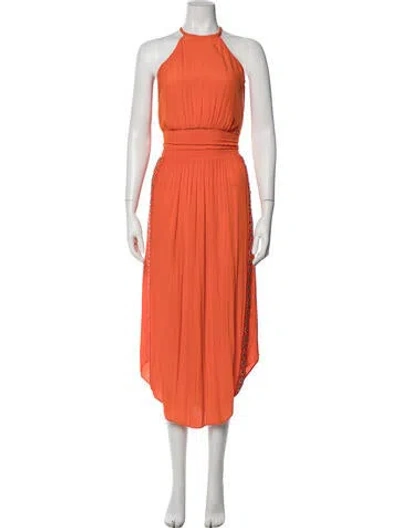 Pre-owned Ramy Brook Halterneck Long Dress In Orange