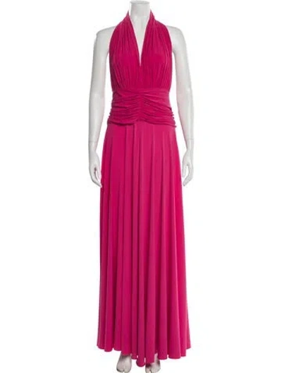 Pre-owned Ramy Brook Halterneck Long Dress In Pink