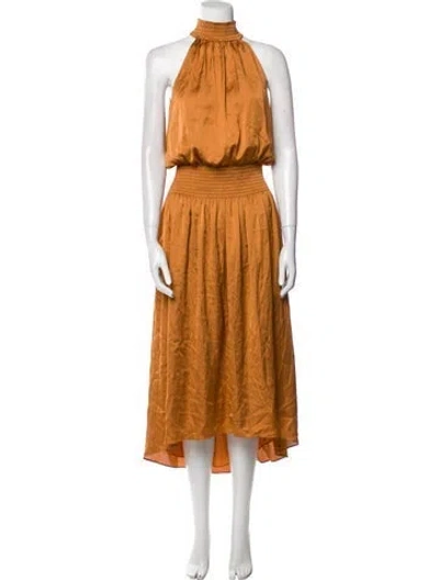 Pre-owned Ramy Brook Halterneck Long Dress W/ Tags In Brown