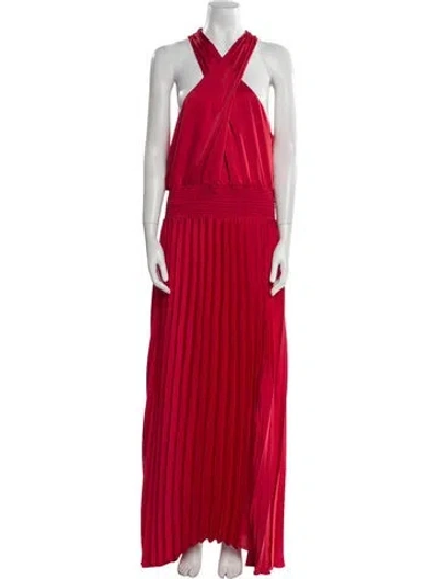 Pre-owned Ramy Brook Halterneck Long Dress W/ Tags In Red
