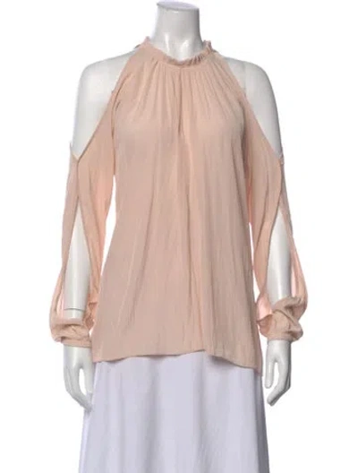Pre-owned Ramy Brook Halterneck Long Sleeve Blouse In Pink
