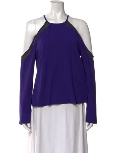 Pre-owned Ramy Brook Halterneck Long Sleeve Top W/ Tags In Purple