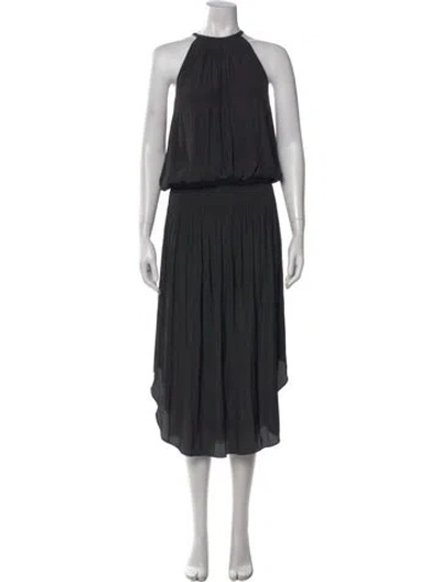 Pre-owned Ramy Brook Halterneck Midi Length Dress In Black