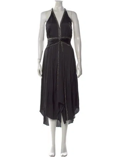 Pre-owned Ramy Brook Halterneck Midi Length Dress In Black