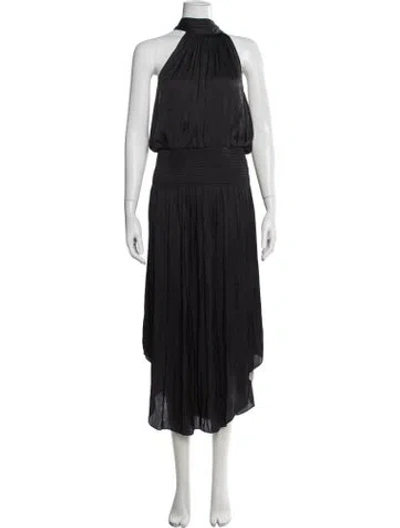 Pre-owned Ramy Brook Halterneck Midi Length Dress In Black