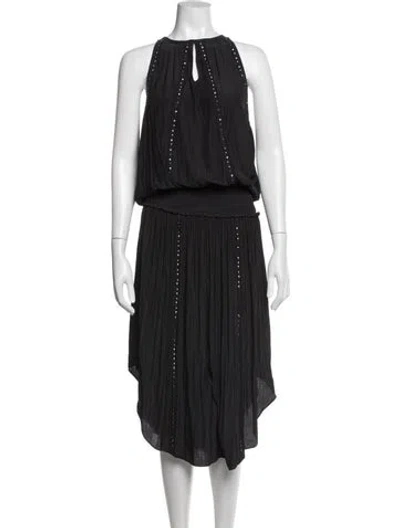 Pre-owned Ramy Brook Halterneck Midi Length Dress In Black