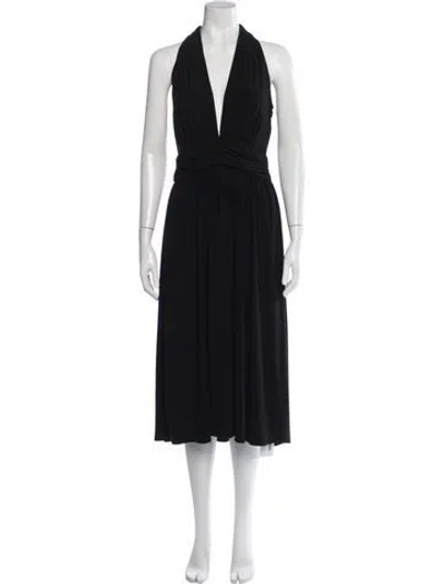 Pre-owned Ramy Brook Halterneck Midi Length Dress In Black