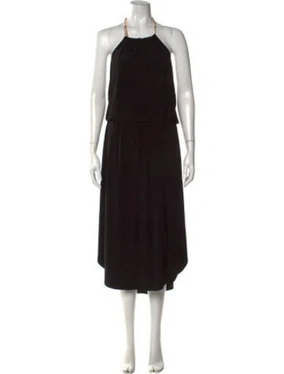 Pre-owned Ramy Brook Halterneck Midi Length Dress In Black