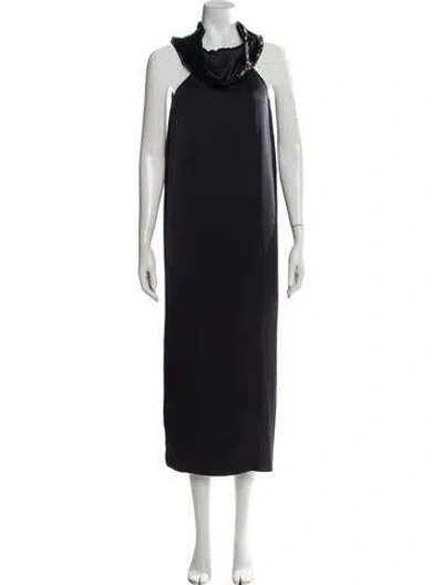 Pre-owned Ramy Brook Halterneck Midi Length Dress In Black