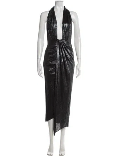 Pre-owned Ramy Brook Halterneck Midi Length Dress In Black