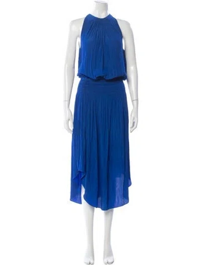 Pre-owned Ramy Brook Halterneck Midi Length Dress In Blue