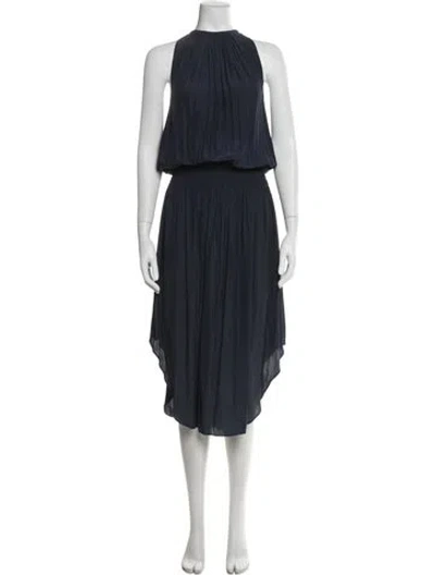 Pre-owned Ramy Brook Halterneck Midi Length Dress In Blue